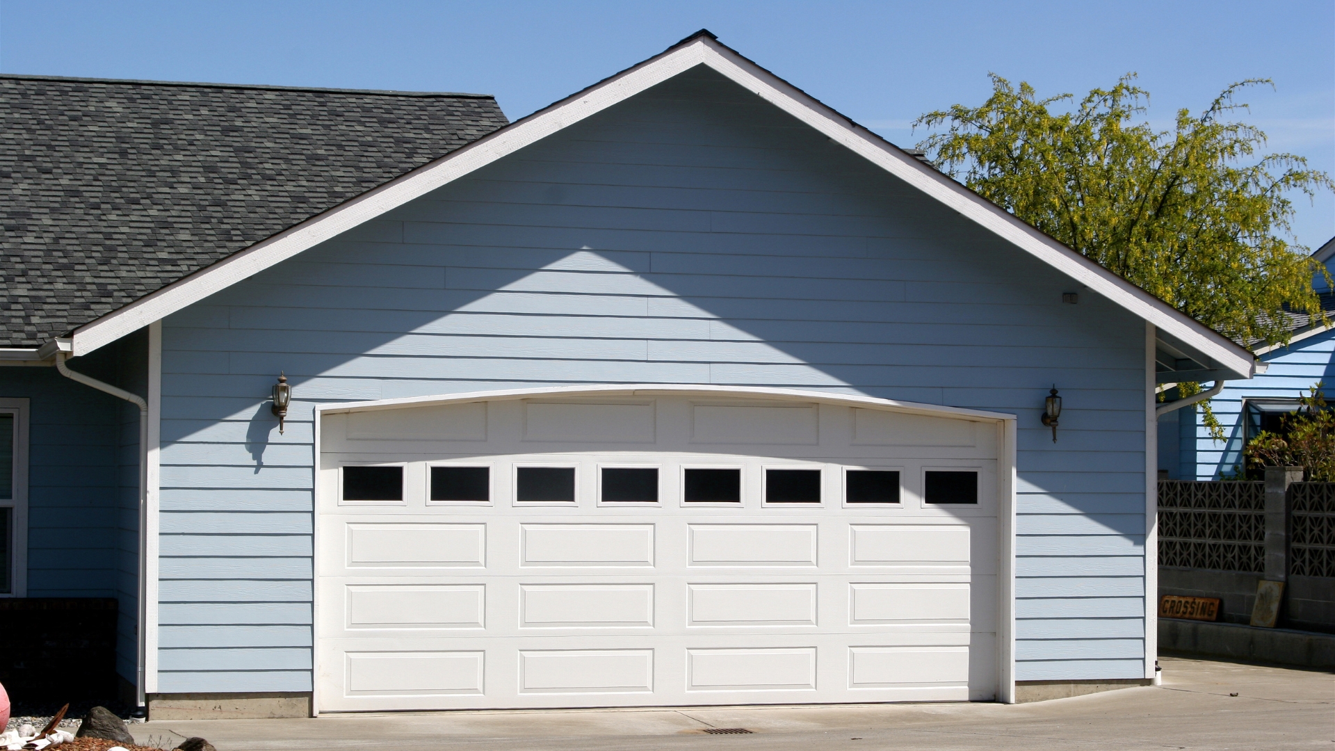 A sectional garage door