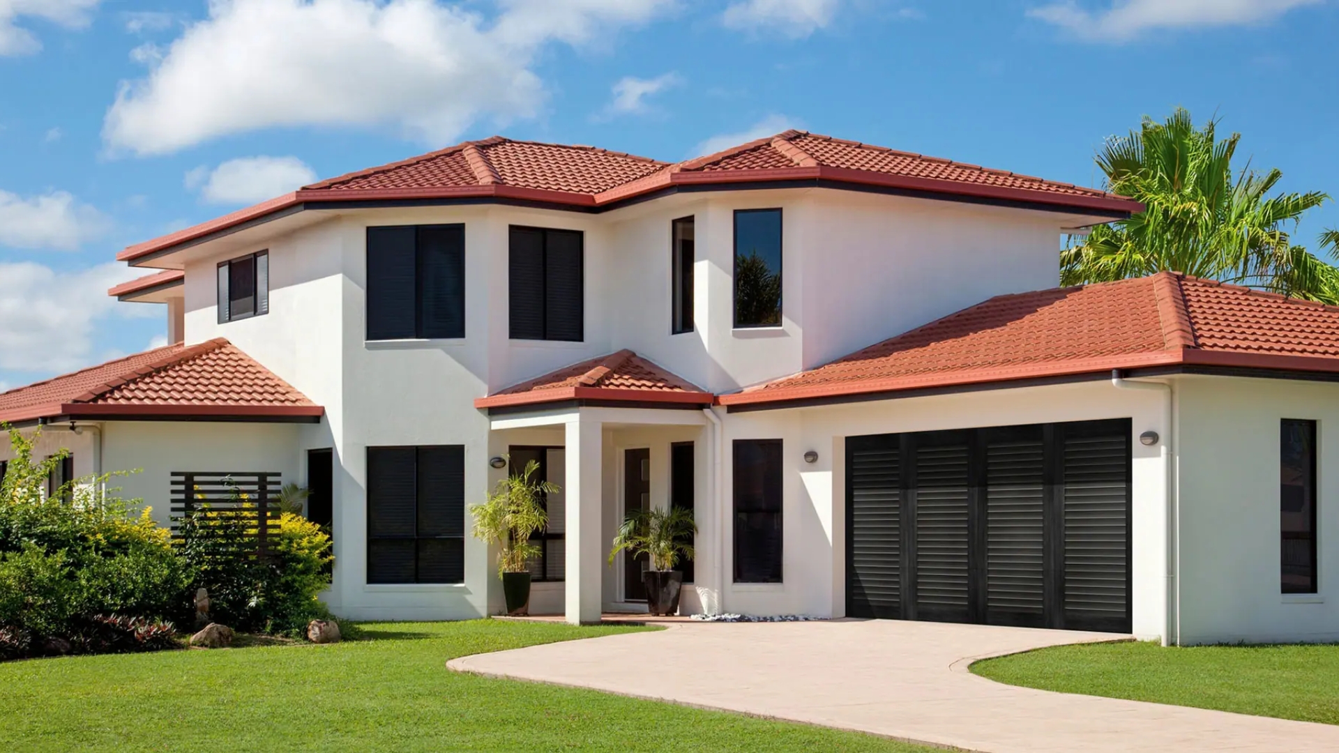 A home with a hurricane-rated garage door installed