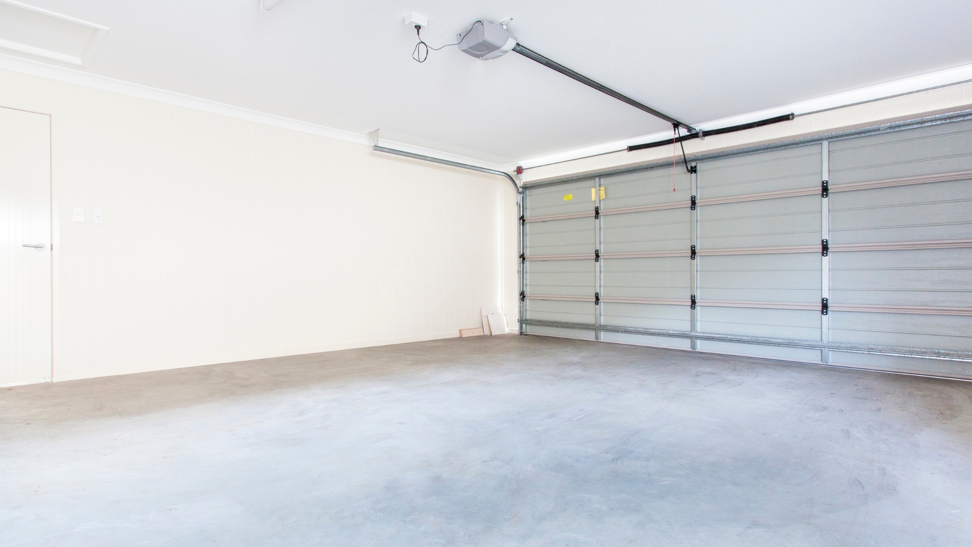 A freshly-installed sectional garage door