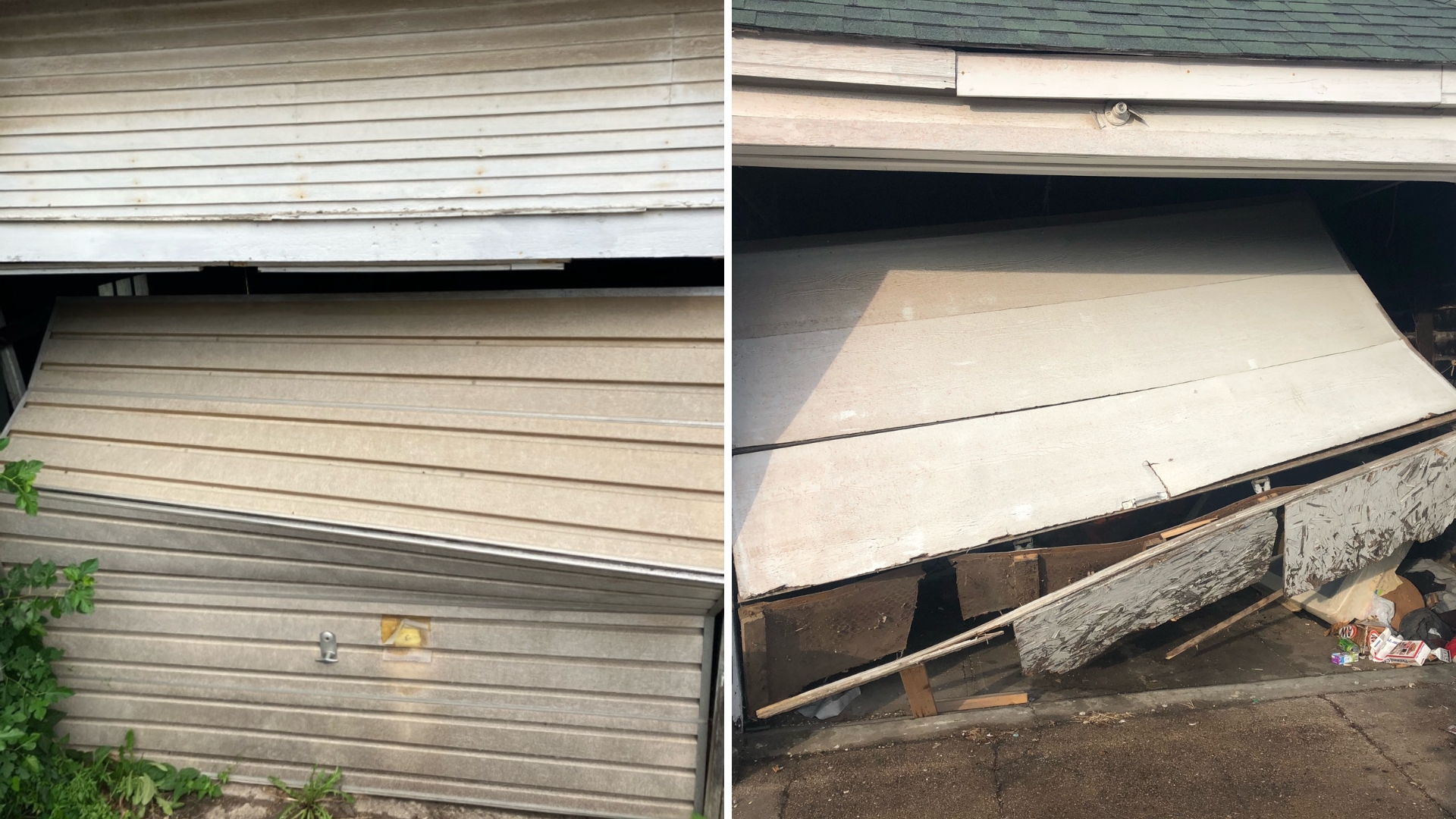 Collapsed doors without garage door struts