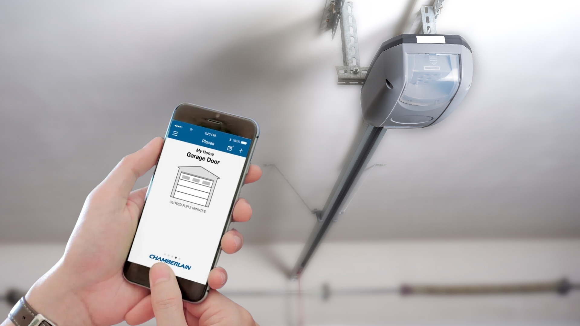 A garage door opener with myQ connectivity