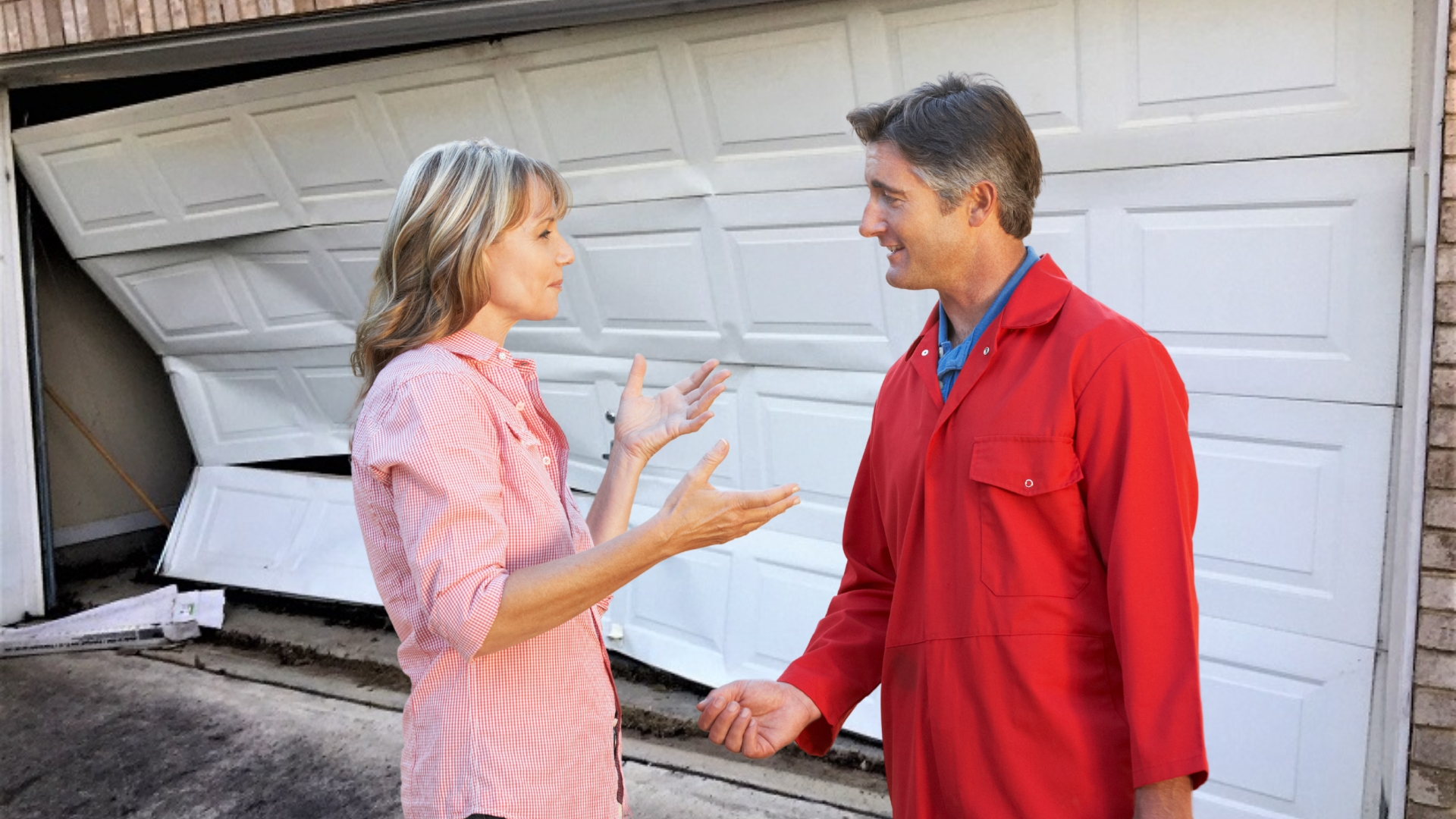 Homeowner asking for garage door repair estimate after damage.