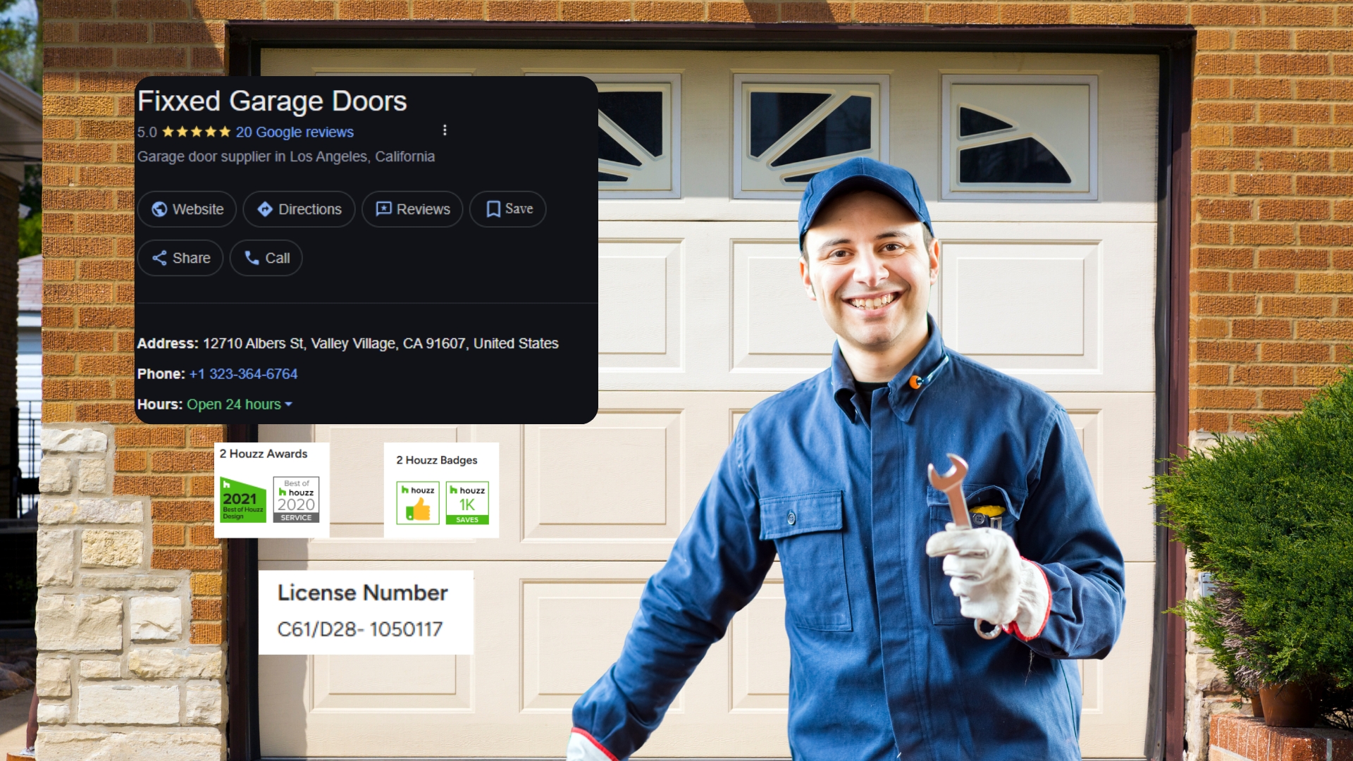 Fixxed Garage Doors, your trusted provider of 24/7 emergency garage door repair, proudly showcases top ratings and awards.