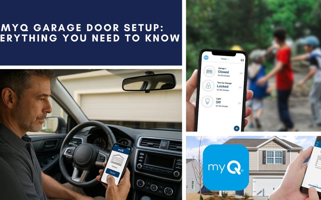 myQ garage door setup guide showing app control for homeowners