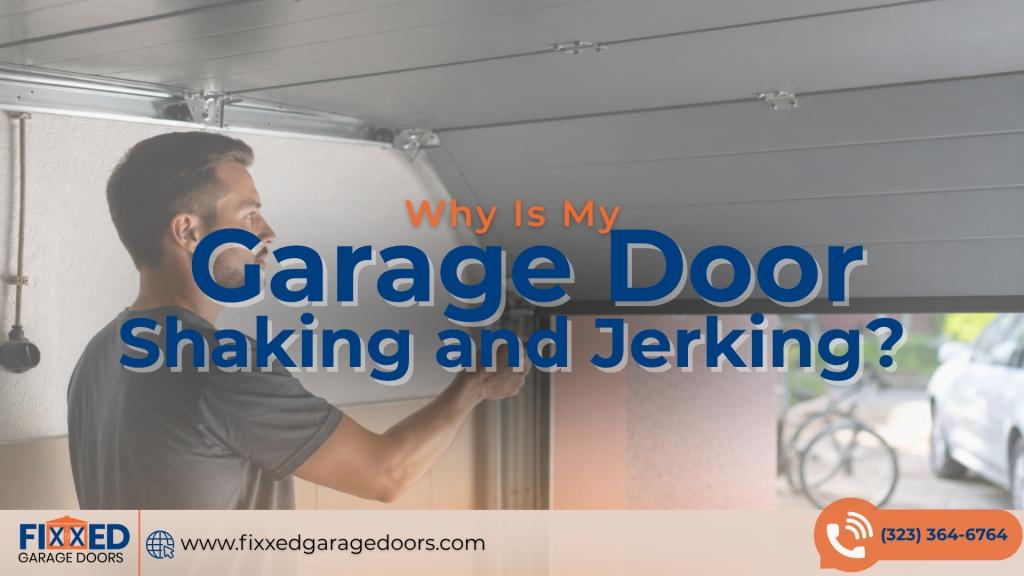 Man inspecting garage door mechanism inside a home, illustrating garage door shaking fix