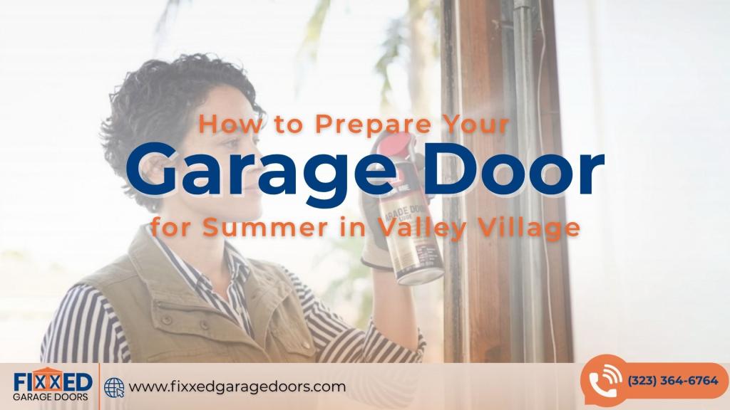 Person applying lubricant during garage door summer prep and seasonal maintenance