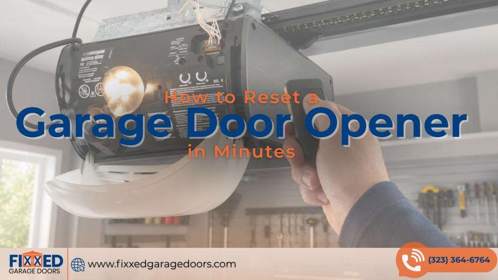 Hand pressing a garage door opener button while resetting the unit, showing how to reset garage opener safely